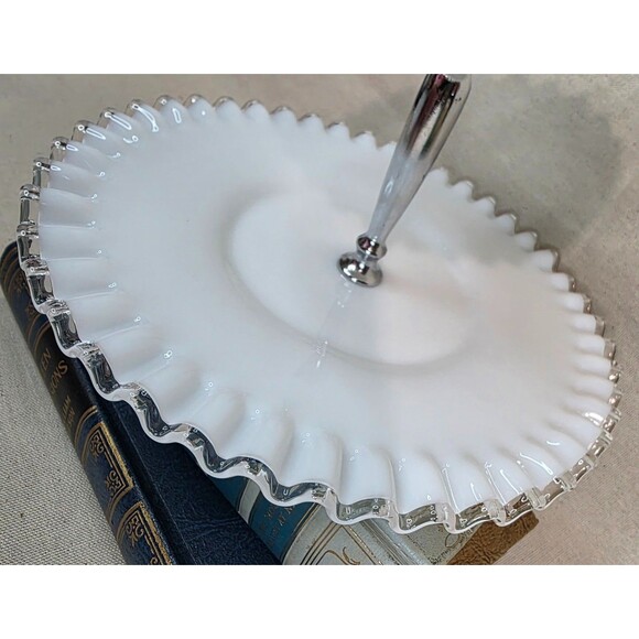 Vintage Fenton Silver Crest 2-Tier Tidbit Tray - 1950s-1960s - Made in USA - Picture 5 of 8